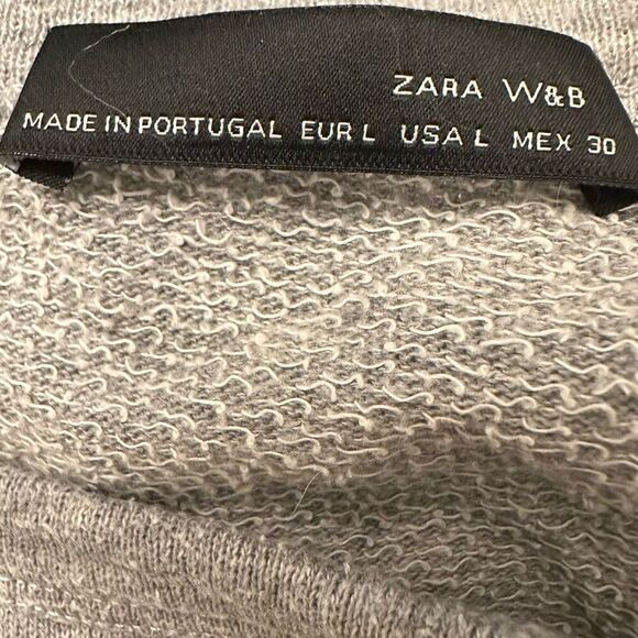 Zara W&B Long Sleeve Nothing Happened Gray T Shirt Dress Large - Picture 4 of 4